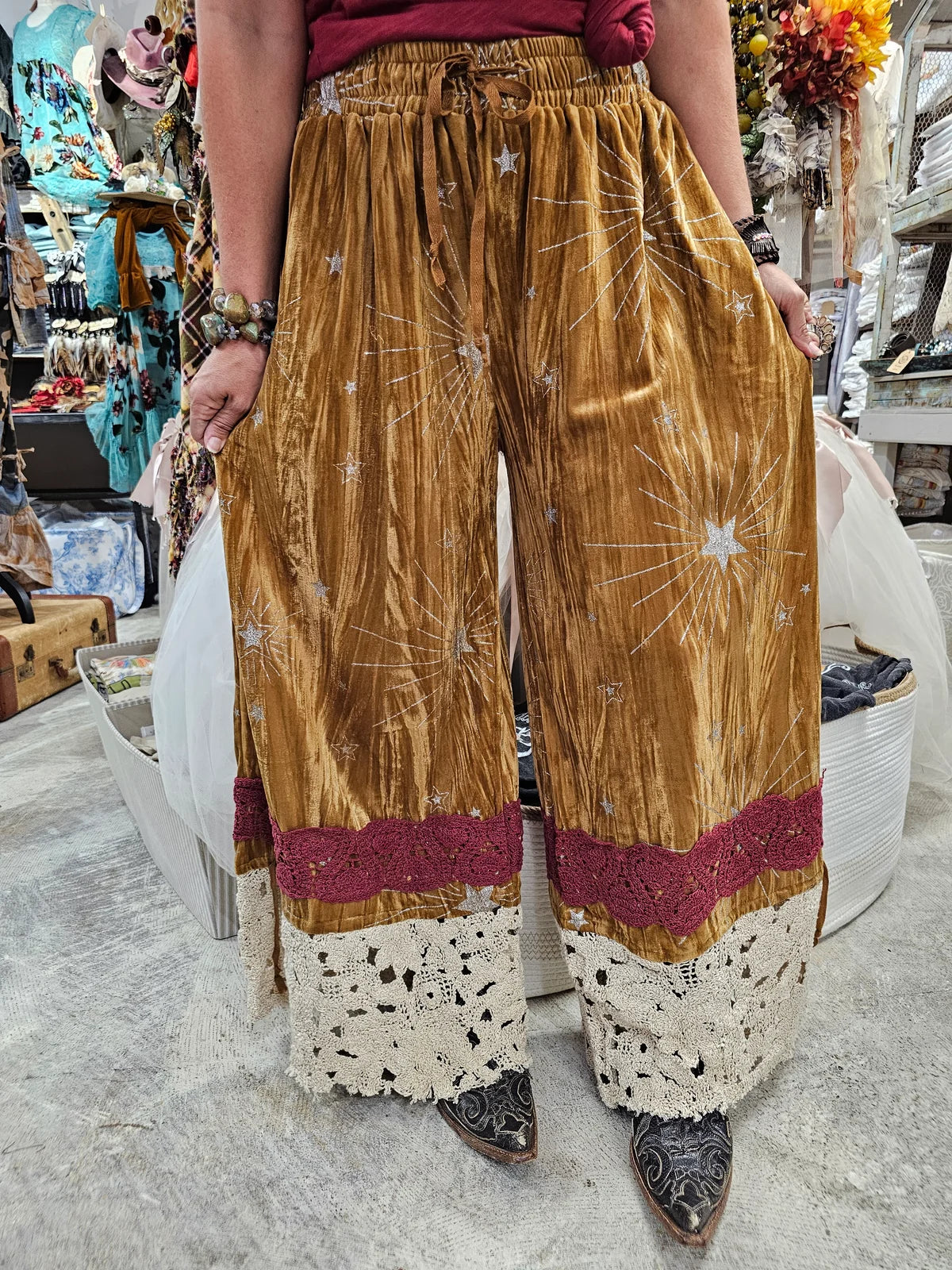 A Rare Bird Velvet Gold Pantaloons