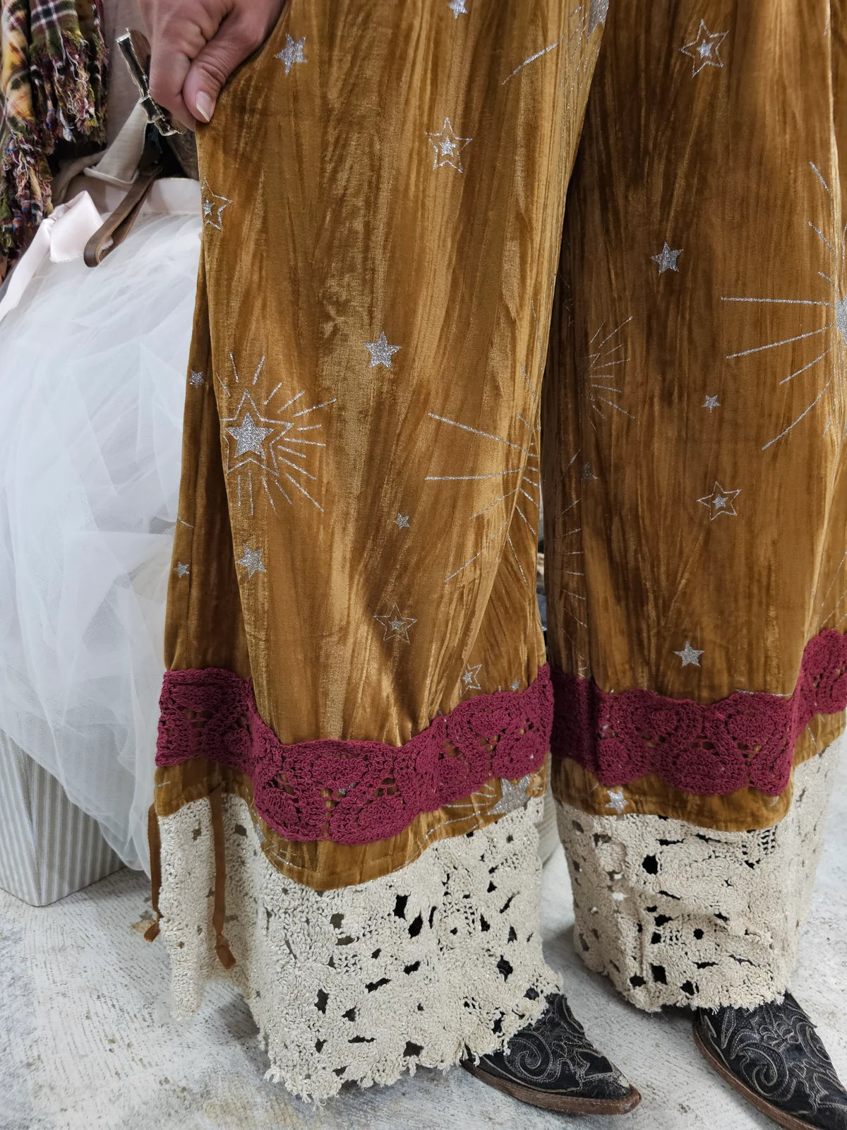 A Rare Bird Velvet Gold Pantaloons