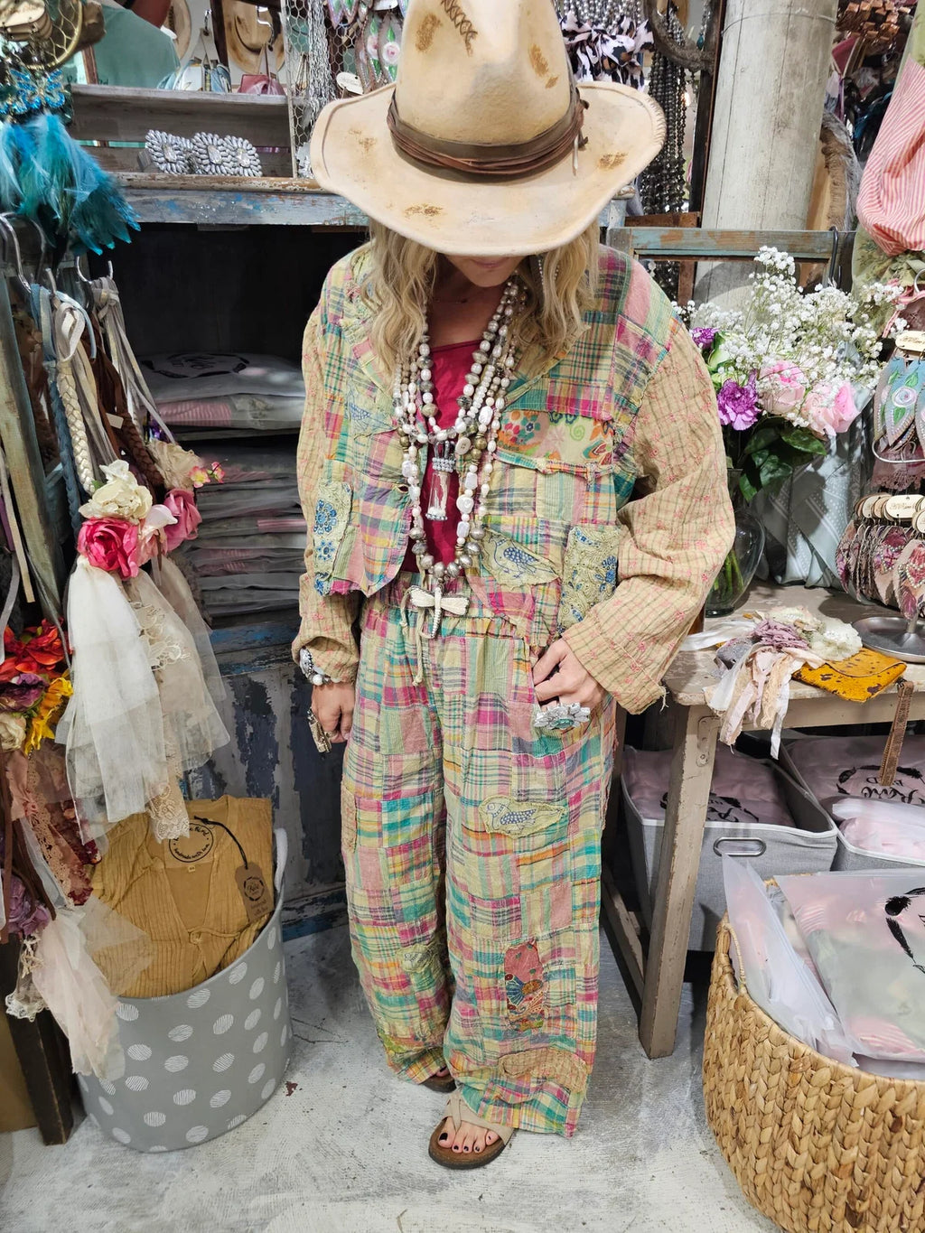 Rare Bird Pink Plaid Paradise Pants