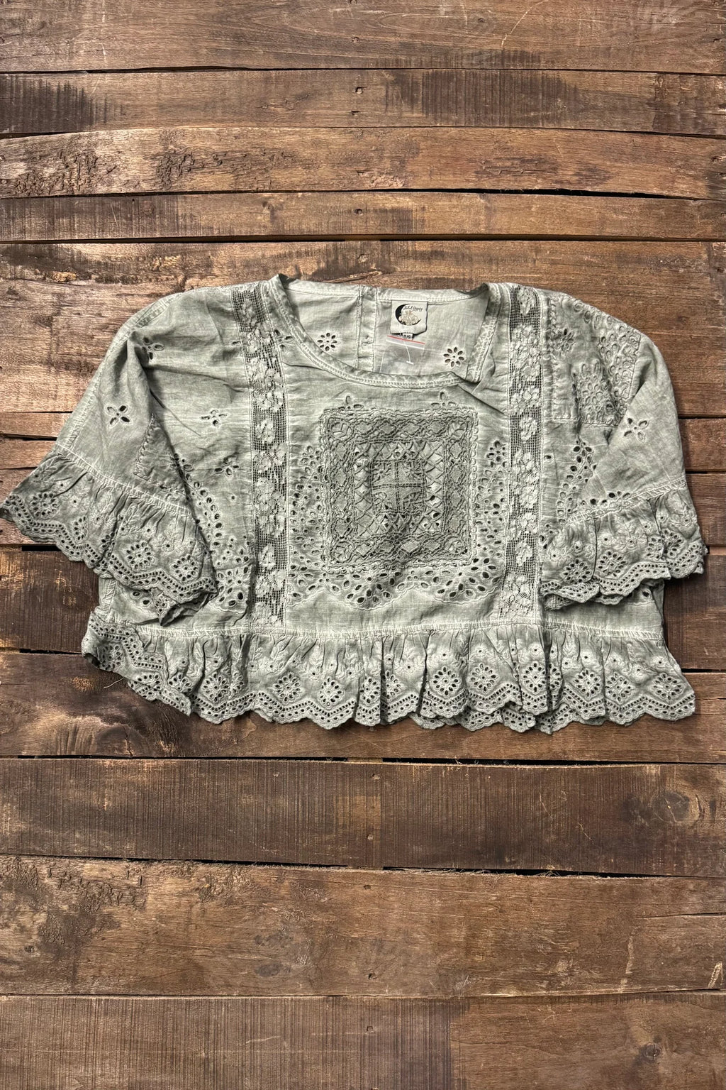 Jaded Gypsy Softly Worn Eyelet Crop Top
