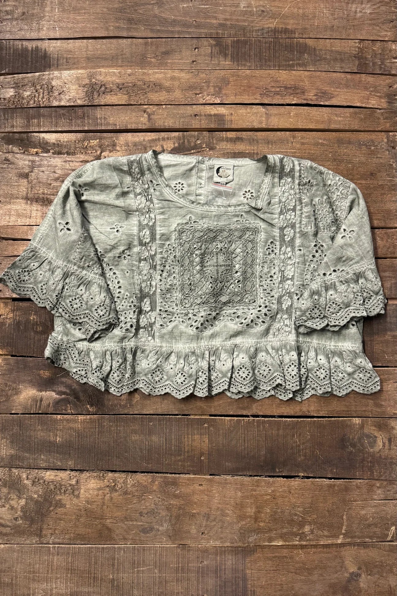Jaded Gypsy Softly Worn Eyelet Crop Top