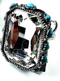 Rect. Stone W/Turq. Adjustable Ring