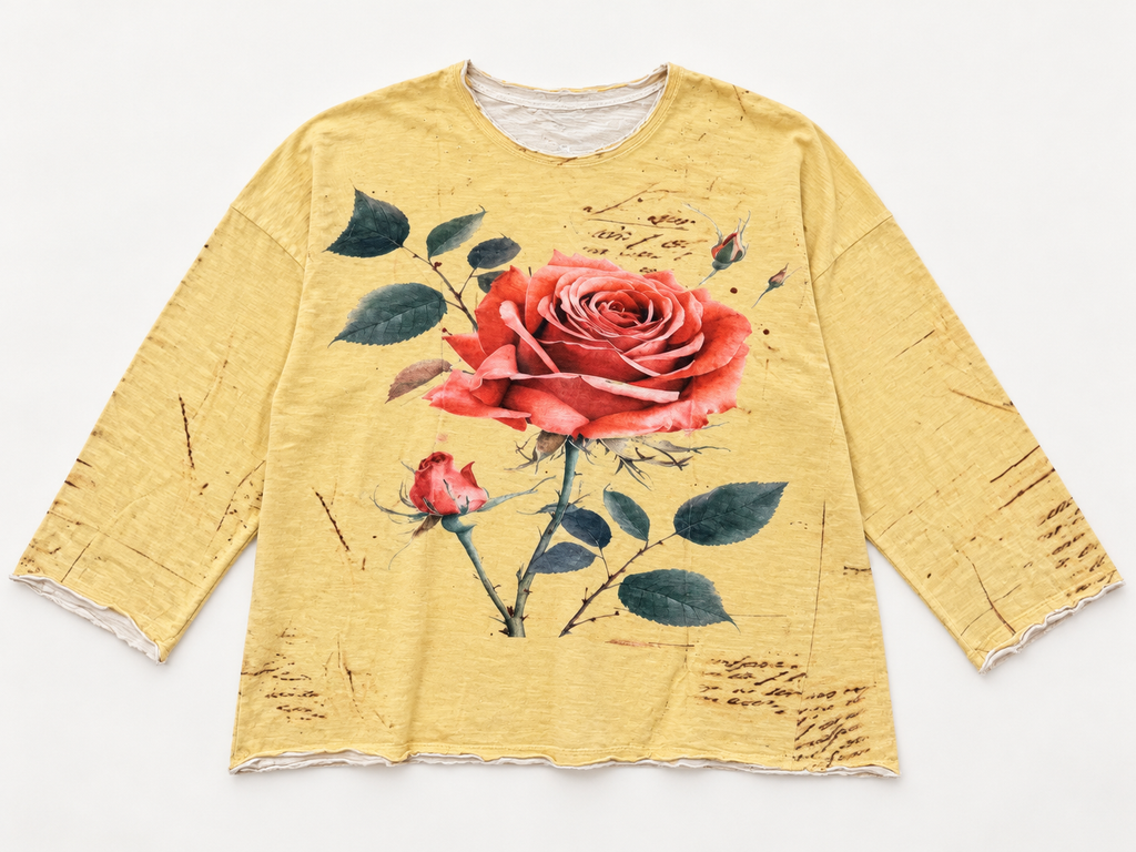Paper Lace Yellow Rose Graphic T-Shirt