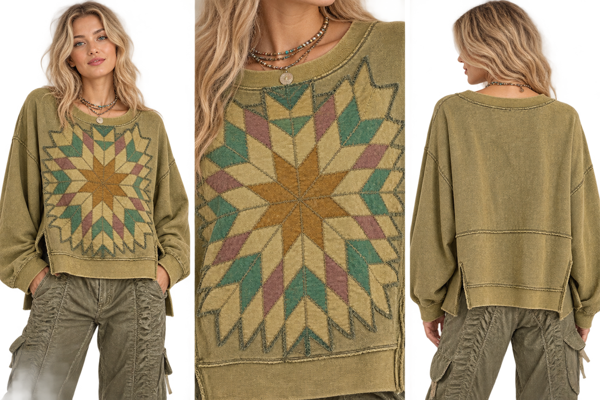 Paper Lace Olive patch work sweatshirt