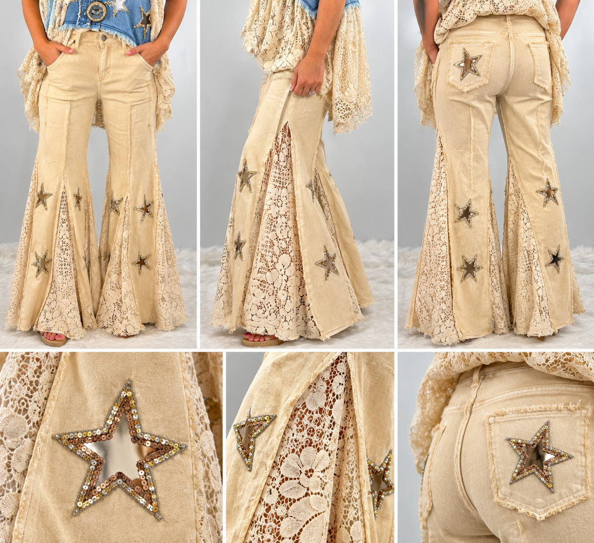 Rare Bird Sequins in Hayfield Star Cut-Out Jeans