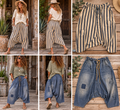 Jaded Gypsy Earthsong Harem Pants in Stripe and Dark Chambray - PRE ORDER