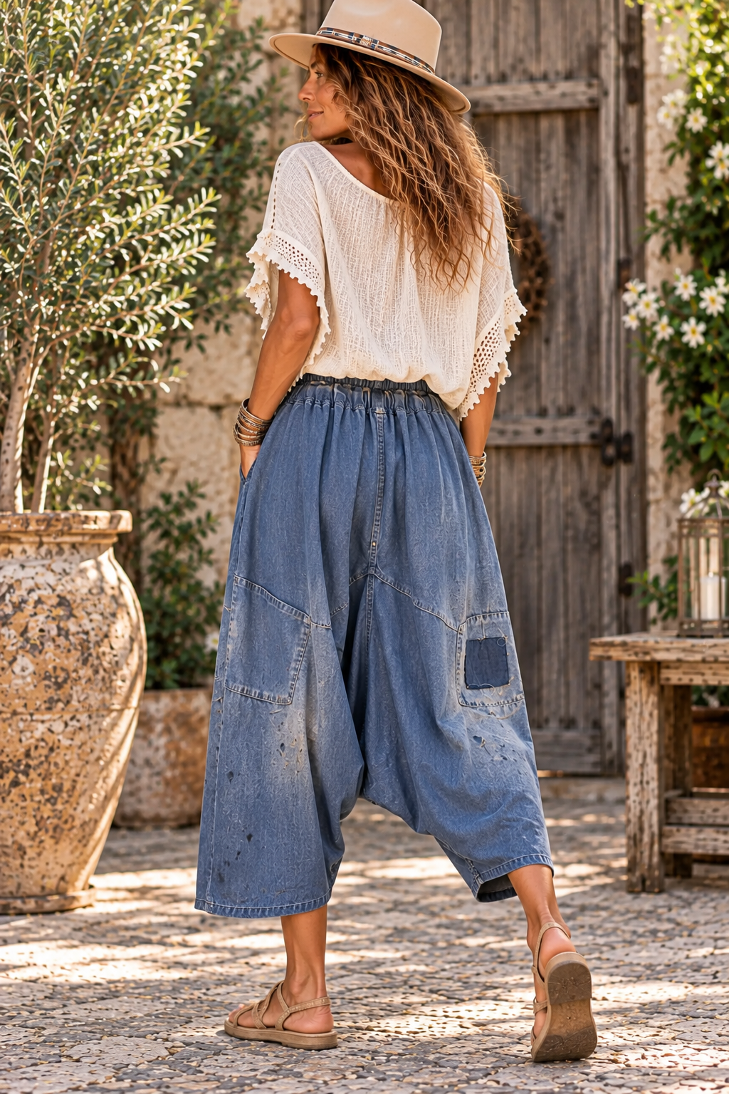 Jaded Gypsy Earthsong Harem Pants in Stripe and Dark Chambray - PRE ORDER
