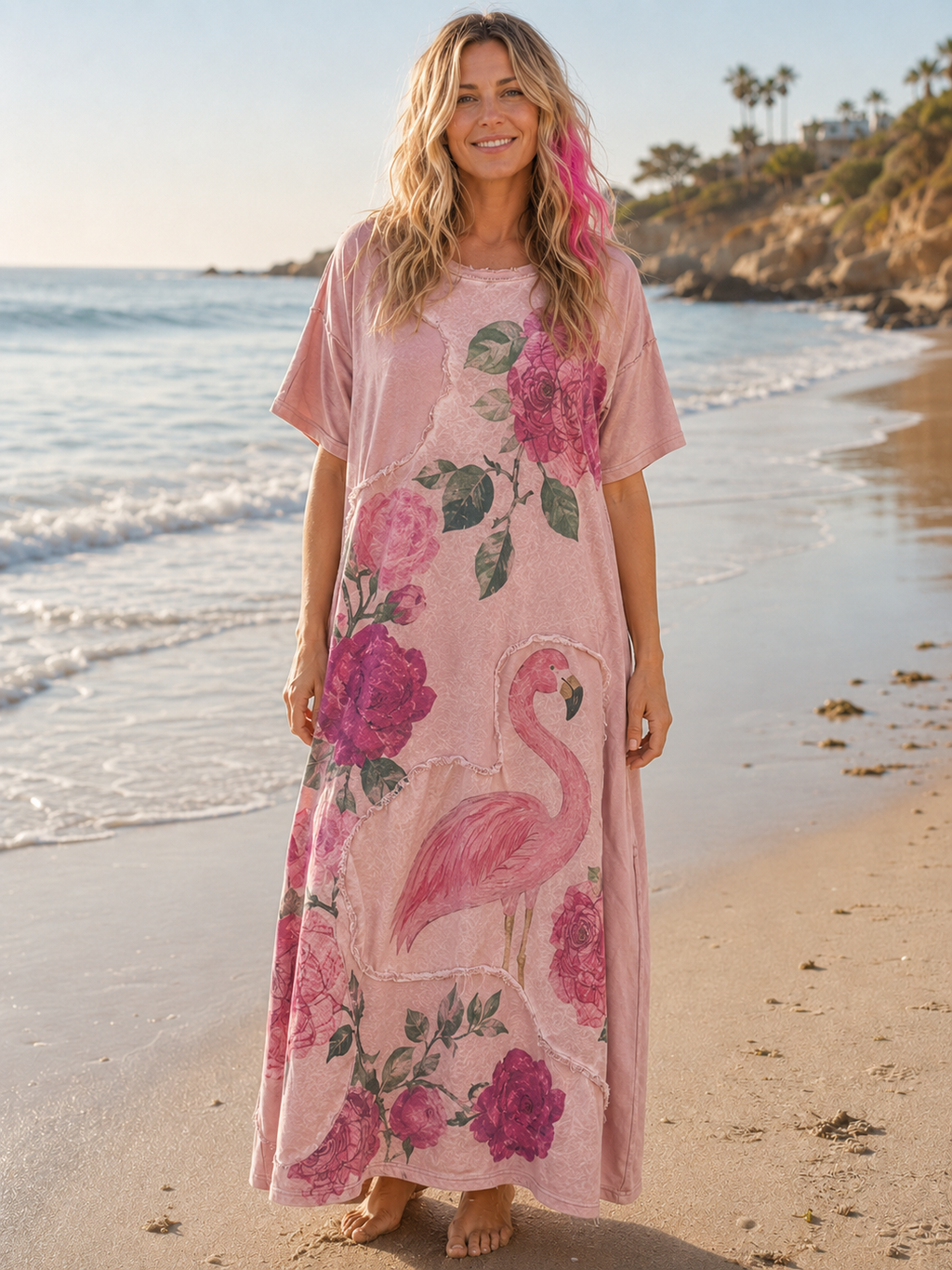 Rare Bird Pink Flamingo T-Shirt Dress