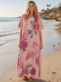 Rare Bird Pink Flamingo T-Shirt Dress