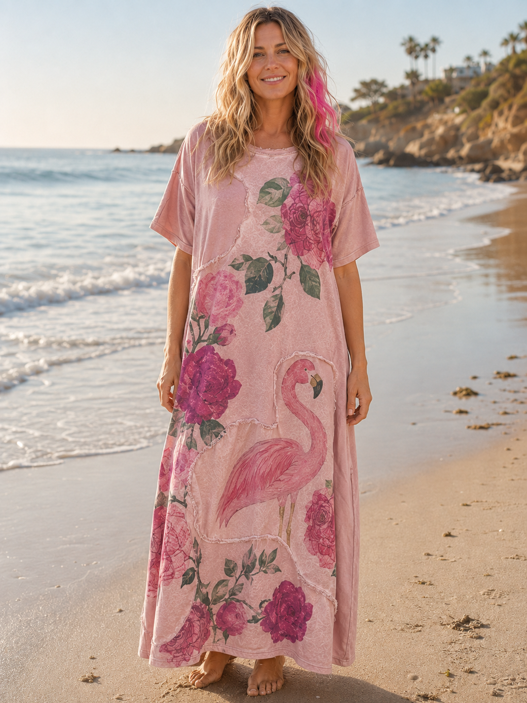 Rare Bird Pink Flamingo T-Shirt Dress
