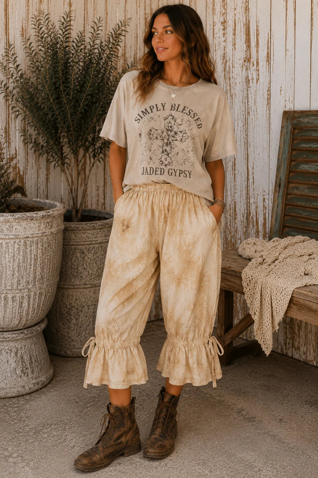 Jade Gypsy Simply Blessed Bloomers Tea Stained
