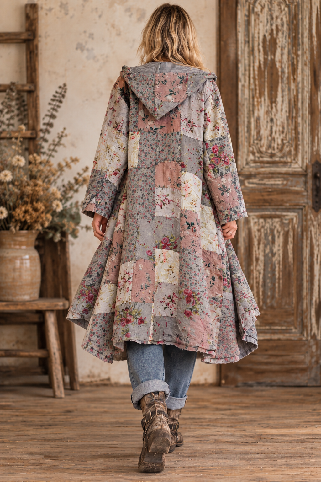 Paper Lace Reversible Grey Floral Duster