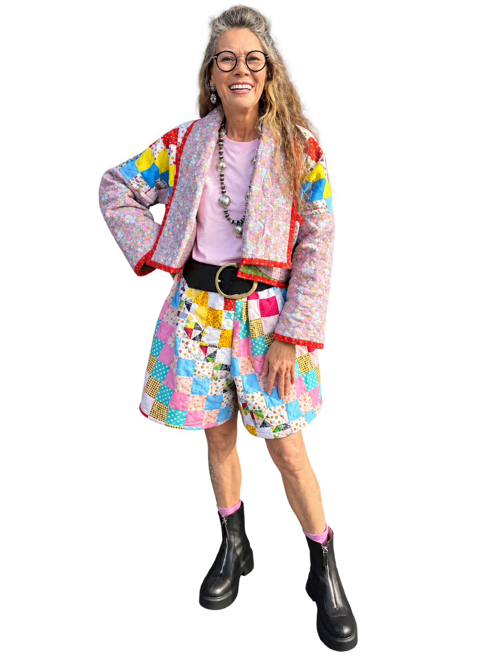 Colorful Quilted Shawl Collar Jacket by BMANN by Bridget