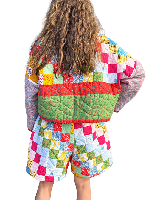 Colorful Quilted Shawl Collar Jacket by BMANN by Bridget