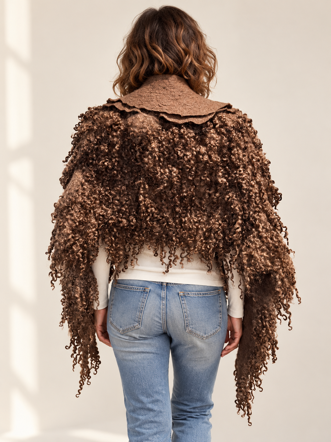 Chocolate Wool and Wool Locks Shawl