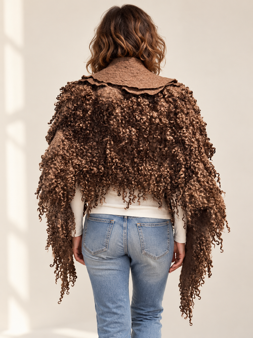 Chocolate Wool and Wool Locks Shawl