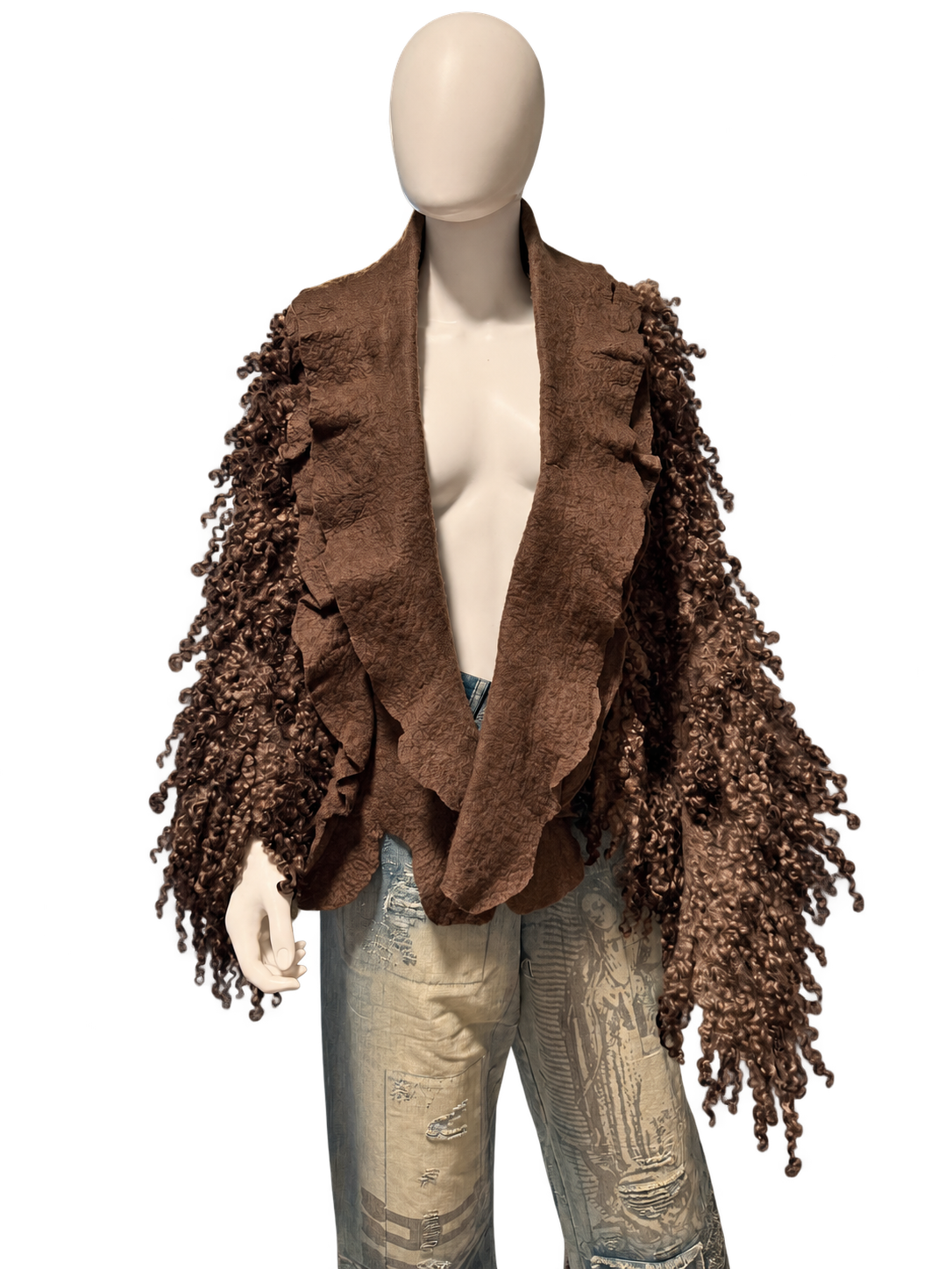Chocolate Wool and Wool Locks Shawl