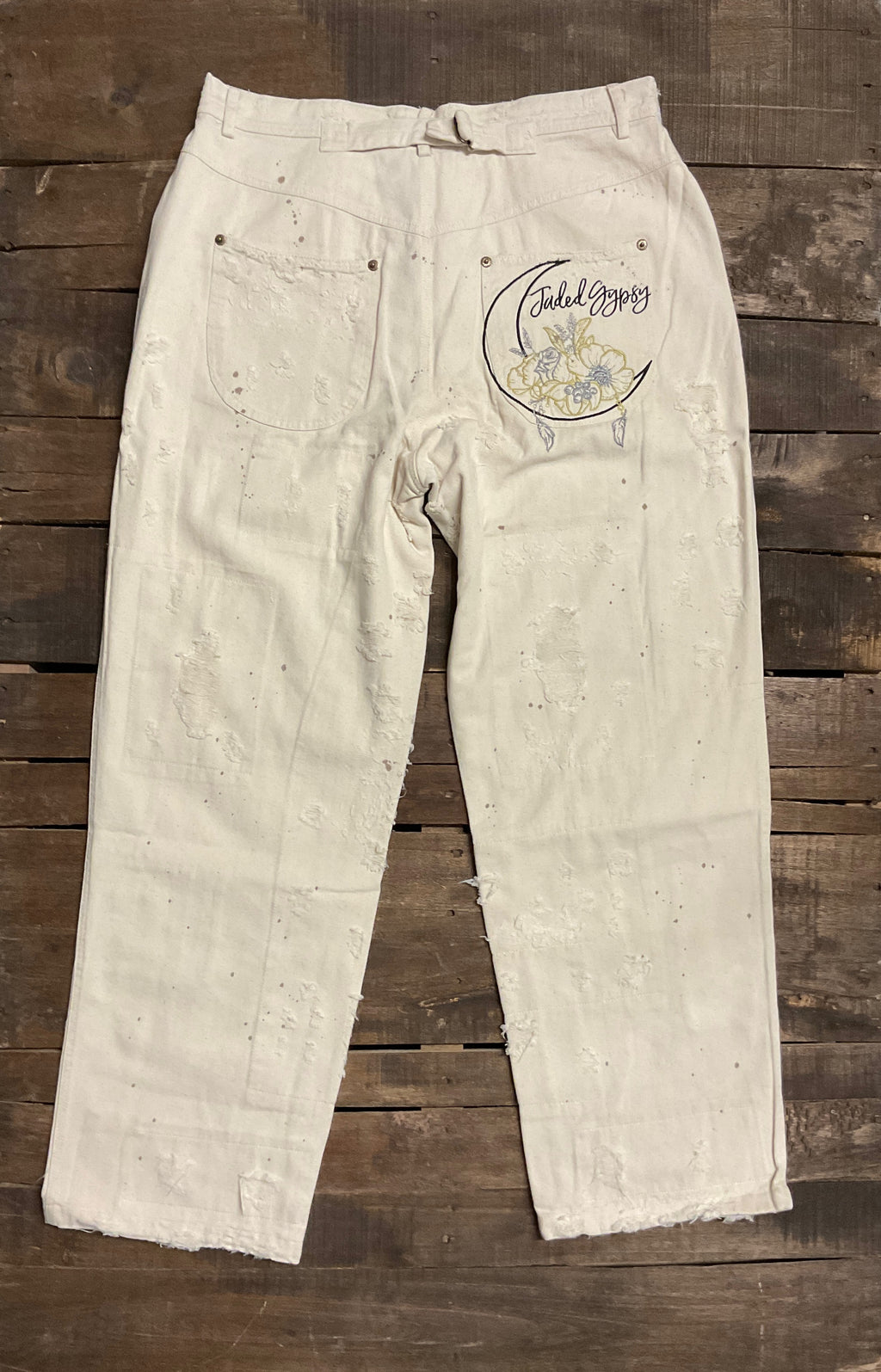 Jaded Gypsy Peace and Love Jeans - Parchment