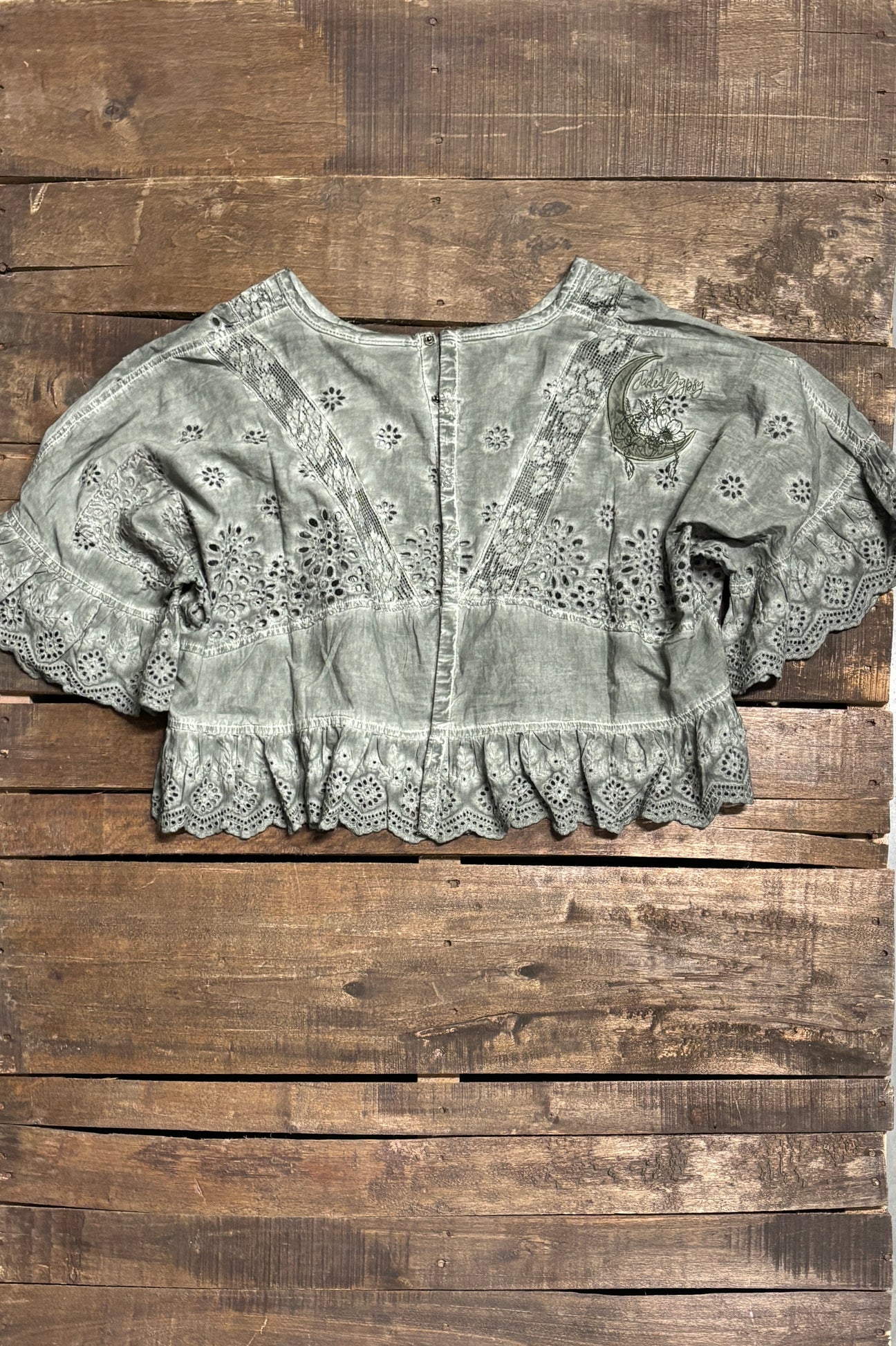 Jaded Gypsy Softly Worn Eyelet Crop Top