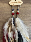 A Rare Bird Feather Red, White & Soar Feather Earrings