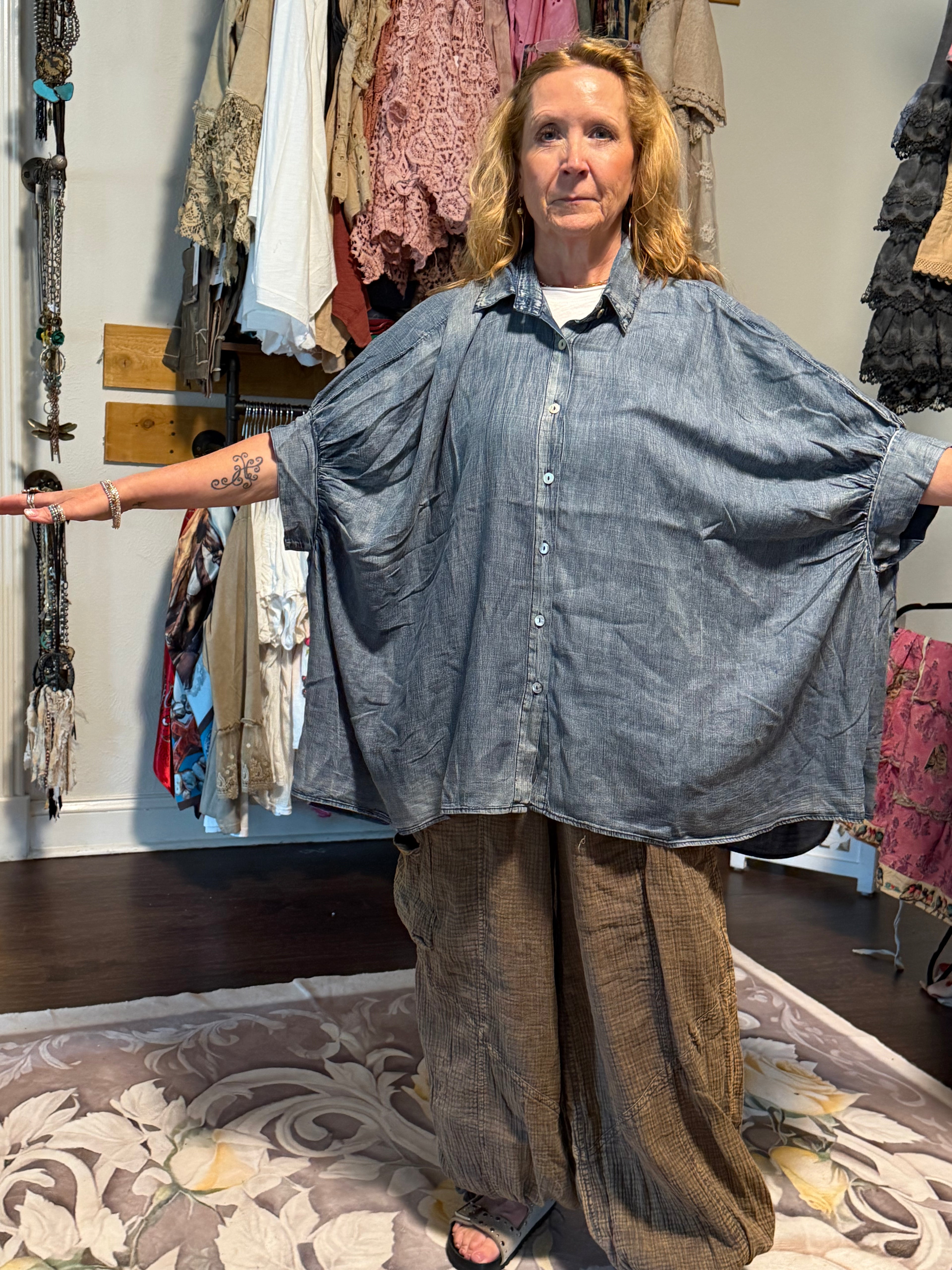 Jaded Gypsy Meadow Morning Top - Chambray