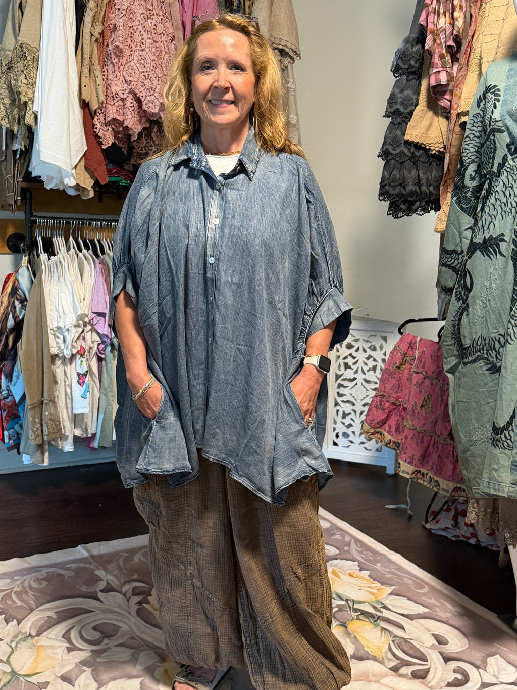 Jaded Gypsy Meadow Morning Top - Chambray