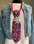 Heather Labas Custom Tie Necklace — Red Floral Daisy