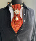 Heather Labas Custom Tie Necklace — Rust Geometric Rhinestone Pearl Drop