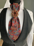 Heather Labas Custom Tie Necklace — Burgundy Paisley Floral Brooch