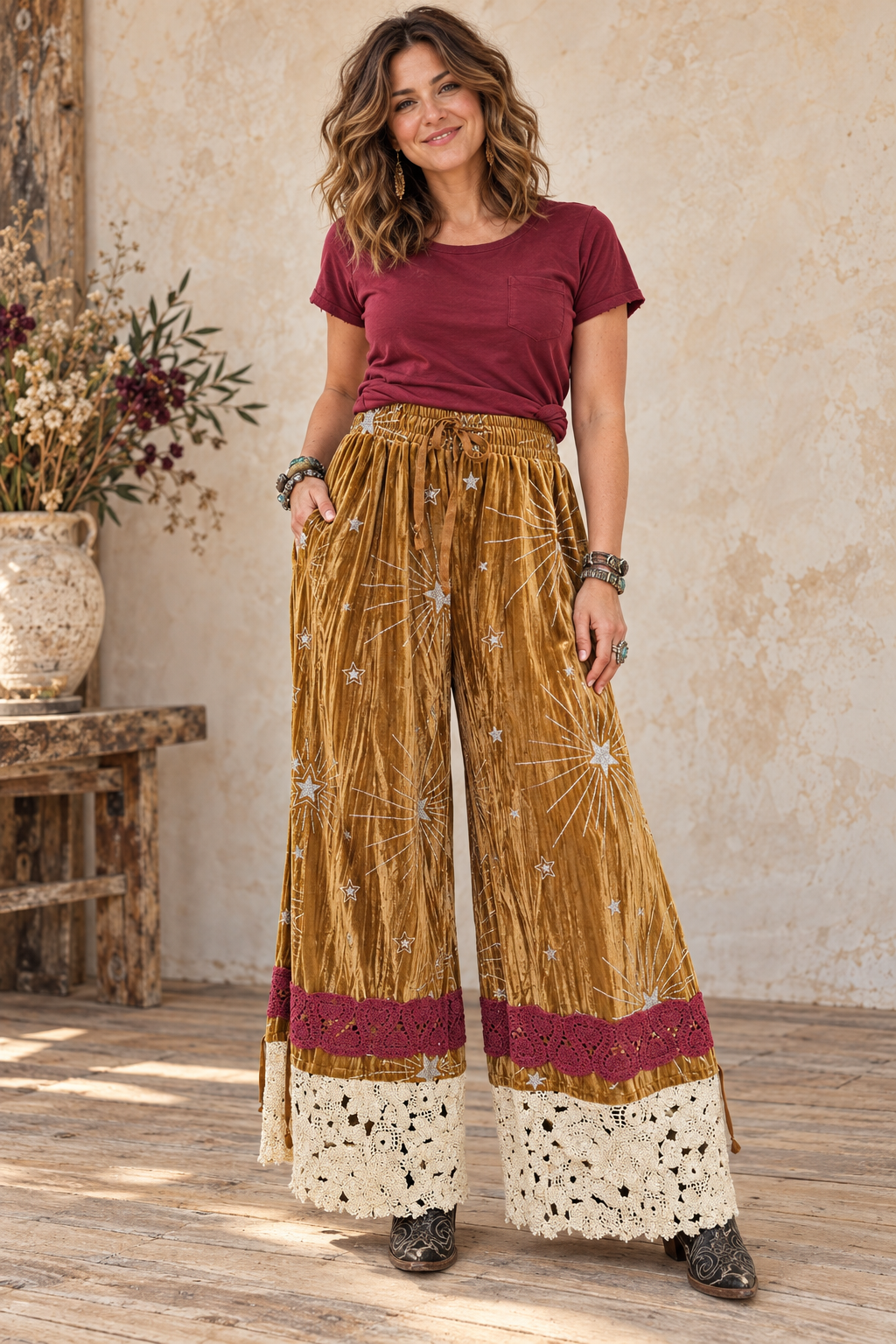 A Rare Bird Velvet Gold Pantaloons