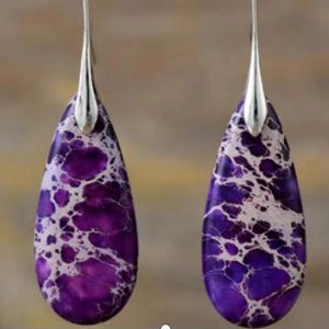 Purple Marbled Teardrop Earrings