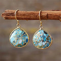 Blue Patchwork Agate Teardrop Earrings
