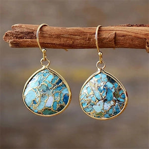 Blue Patchwork Agate Teardrop Earrings