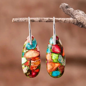 Unakite Colorway Teardrop Earrings
