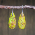 Green Teardrop Drop Earrings