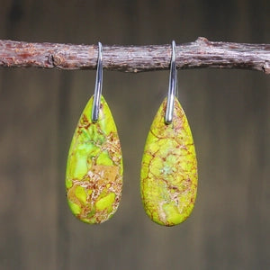 Green Teardrop Drop Earrings