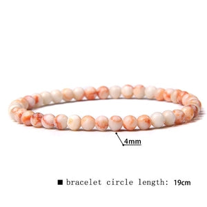 Red Network Stone Stretch Bracelet – 4mm Beads