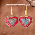 Two-Tone Patchwork Agate Heart Drop Earrings