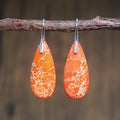 Orange Marbled Teardrop Earrings