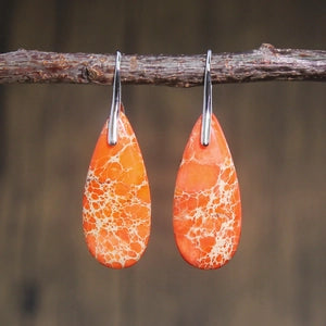 Orange Marbled Teardrop Earrings