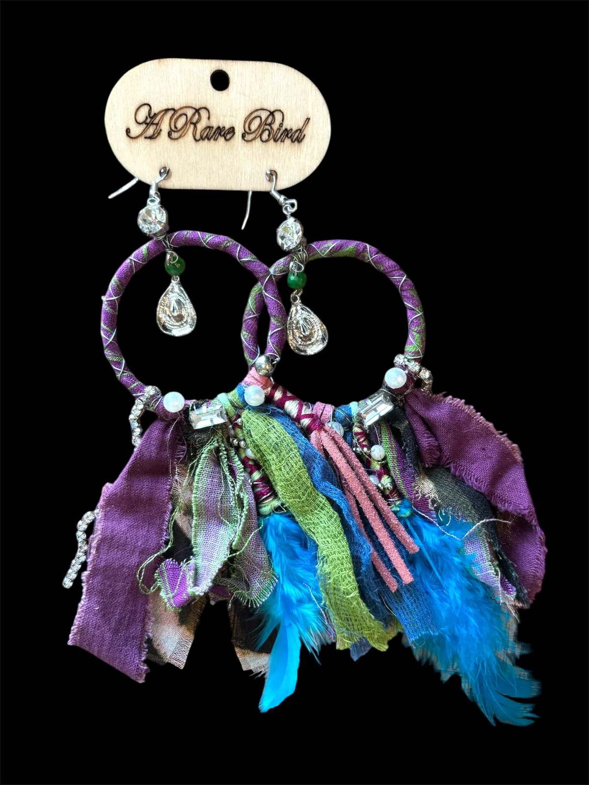 A Rare Bird Fabric Circle Boho Aura Purple Earrings