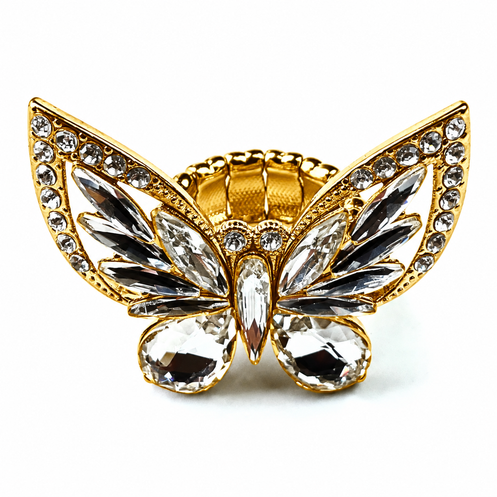 Crystal Stretch Butterfly Ring