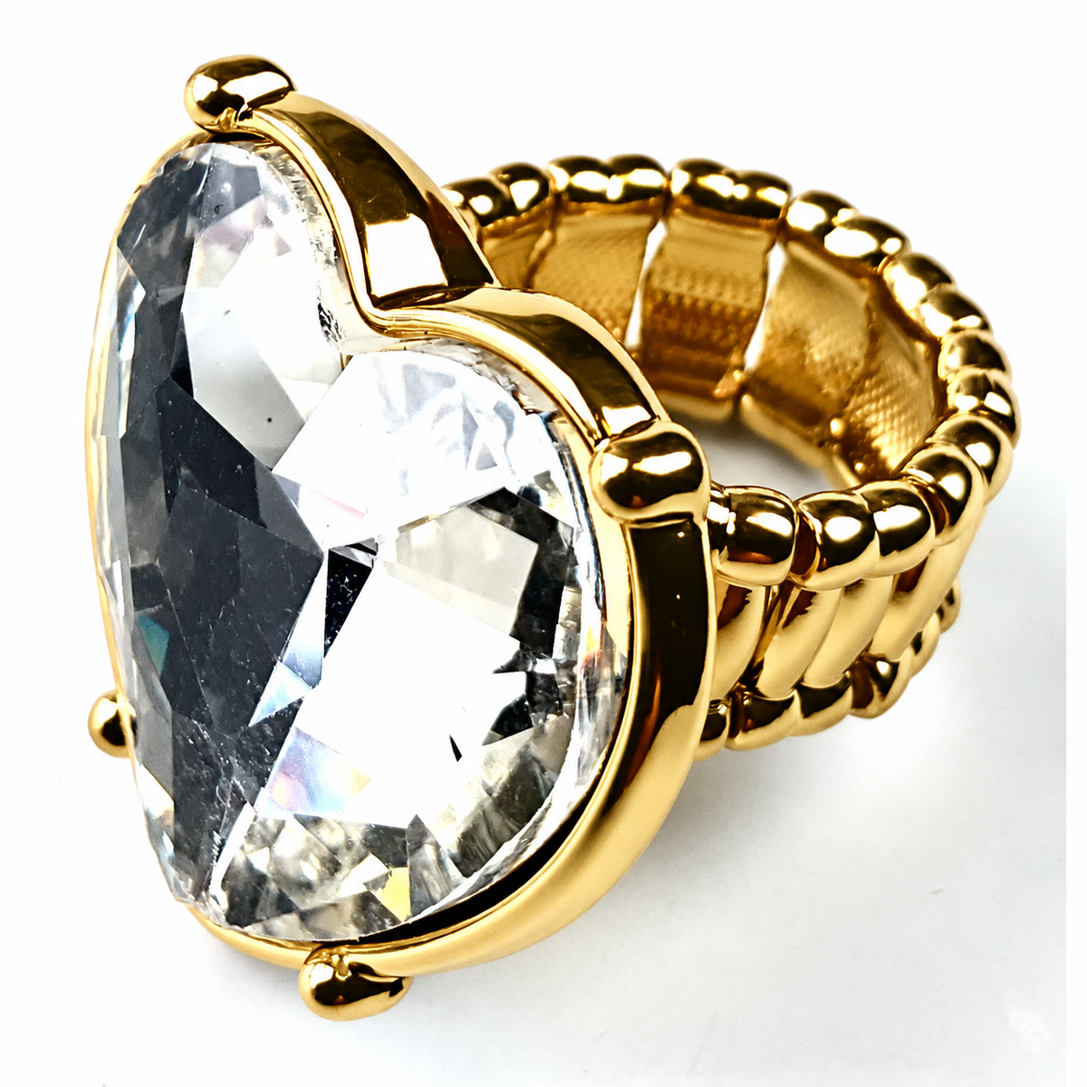 SR116S Rg Heart Crystal Stretch Ring