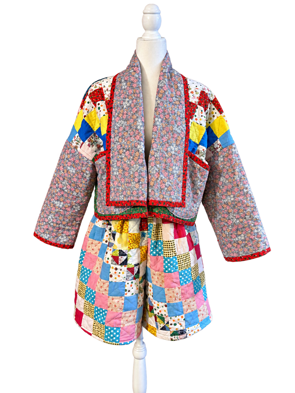 Colorful Quilted Shawl Collar Jacket by BMANN by Bridget