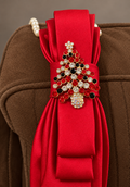 Heather Labas Red Tie Necklace with Christmas Tree