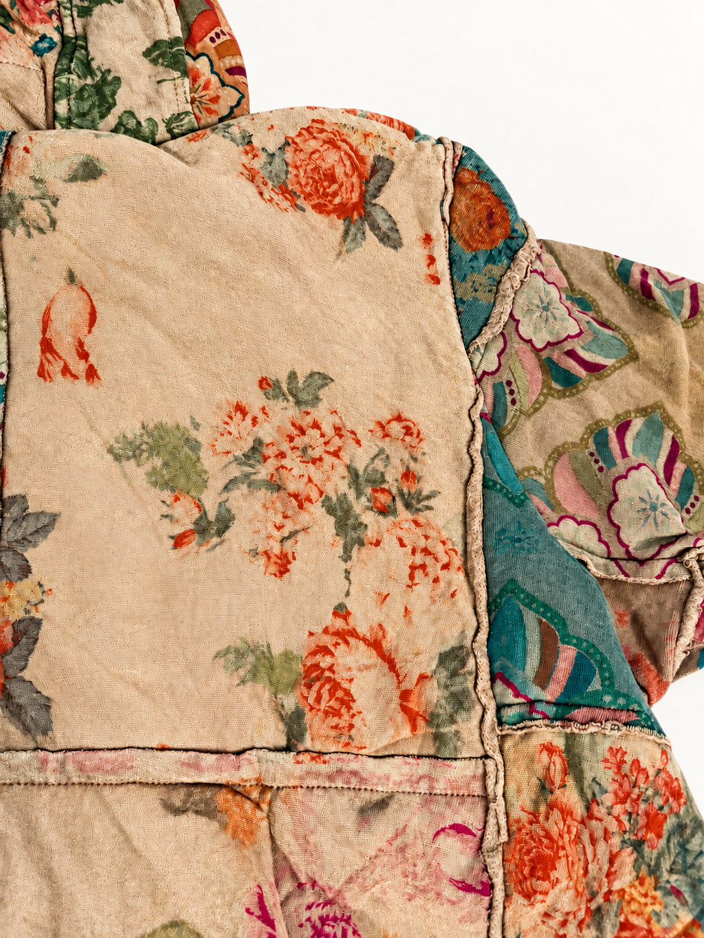 Paper Lace Tea Stain Floral & Stripe Cotton Hoodie