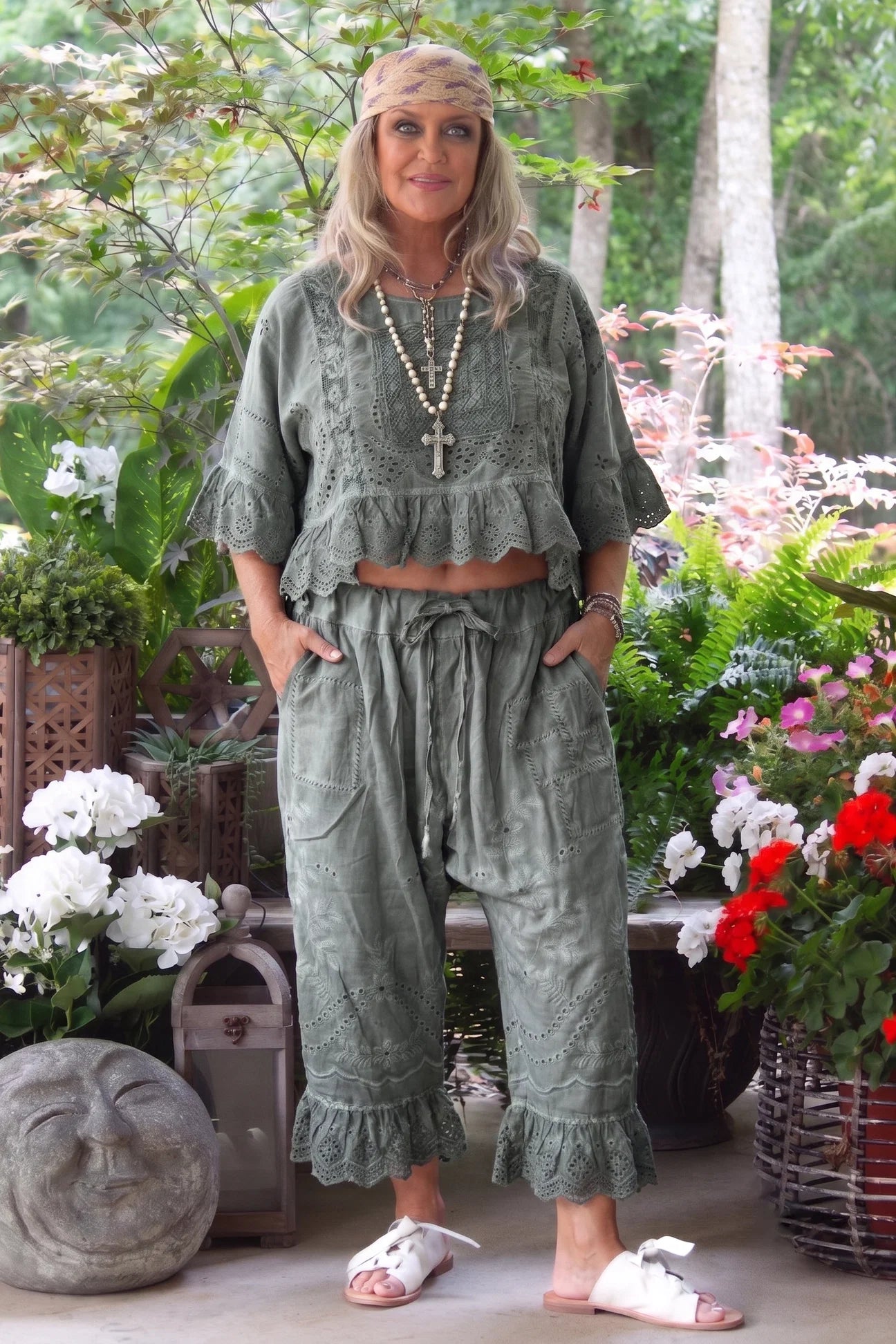 Jaded Gypsy Softly Worn Eyelet Crop Top