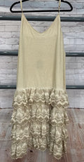 Rare Bird Distressed Ruffled Slip Dress  Tea Stain