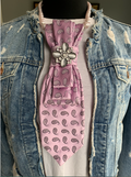 Heather Labas Custom Tie Necklace — Pink Paisley Moonstone Flower