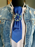 Heather Labas Custom Tie Necklace — Royal Blue Honeycomb Crystal Cluster